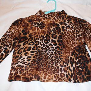 Crop Mock Neck Leopard Print Top